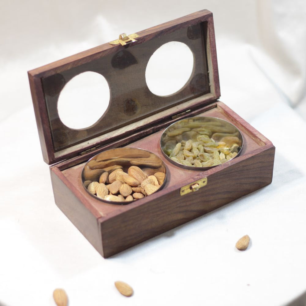 Wooden Dryfruit Box 2 Bowl 8X4