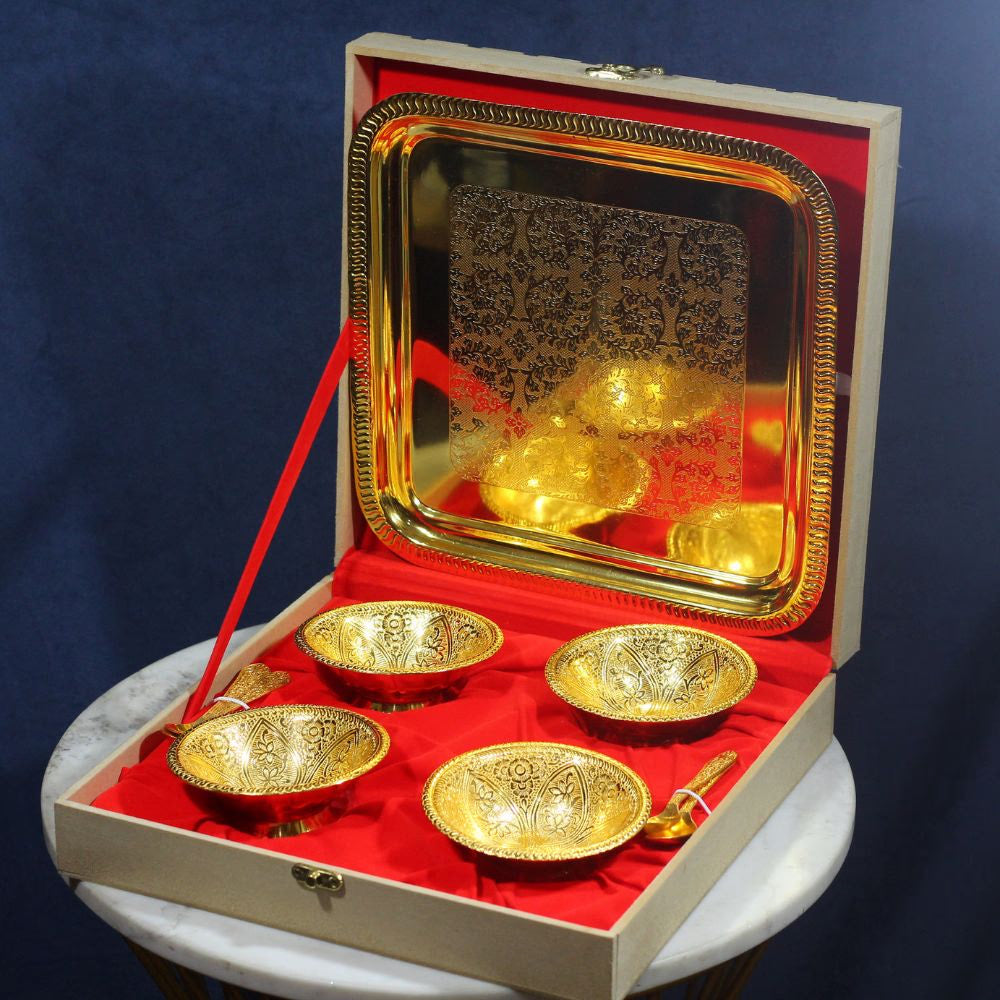 4pc Brass Bowl Set Gold