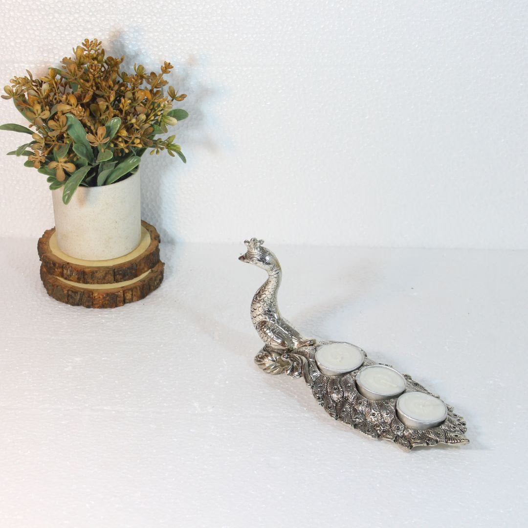 Metal Peacock Candle Single