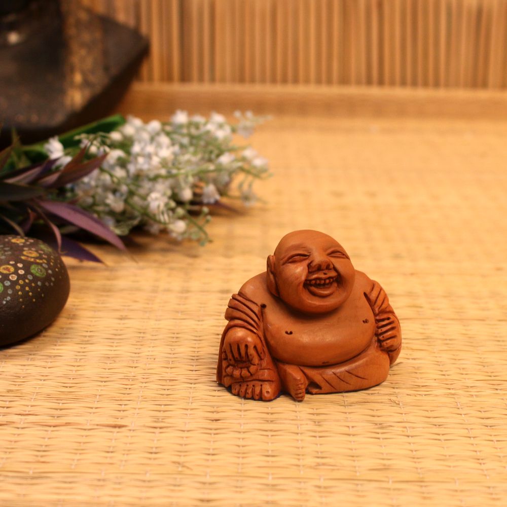 Wooden Laughing Buddha Small 2.5 Inch