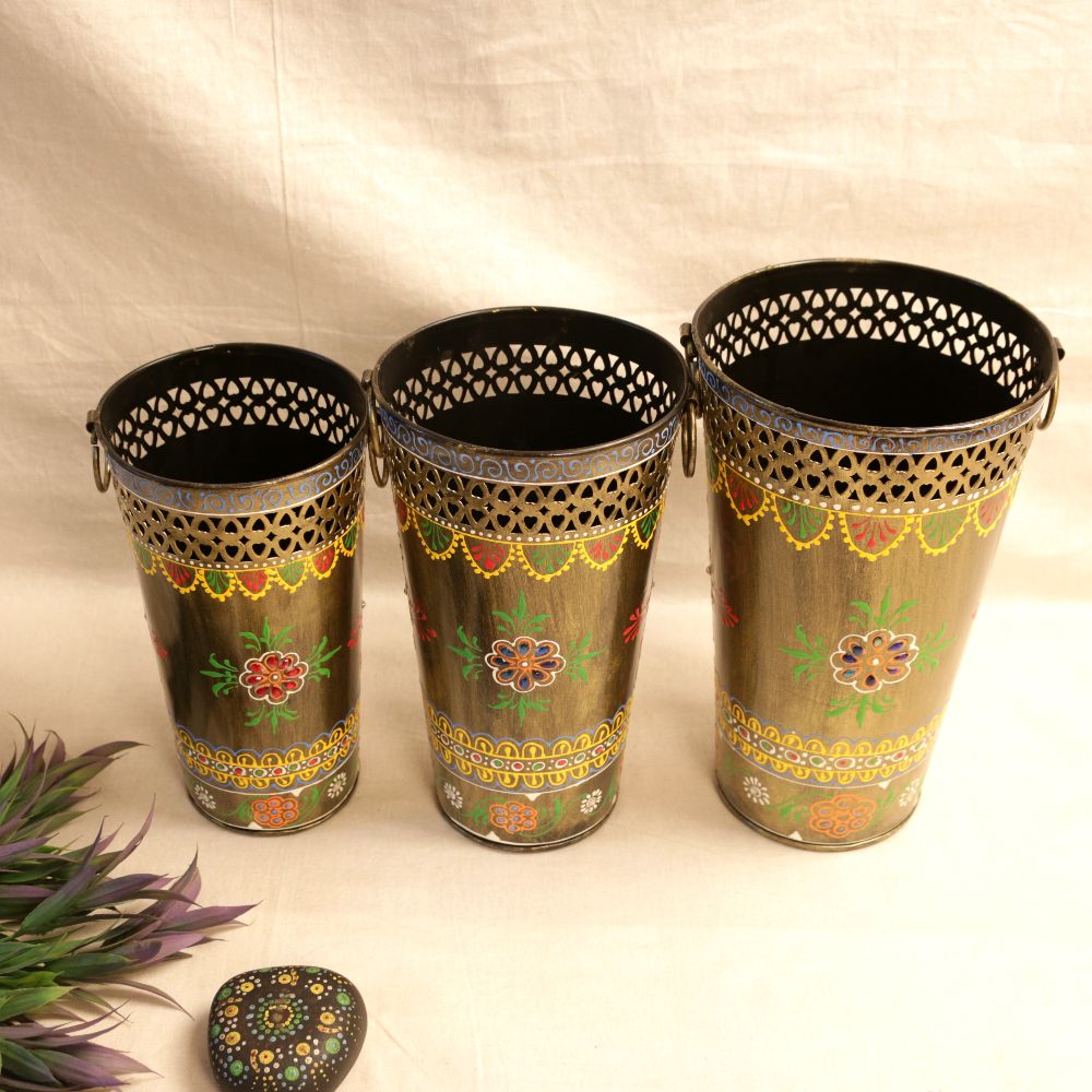 iron painted planter set of 3