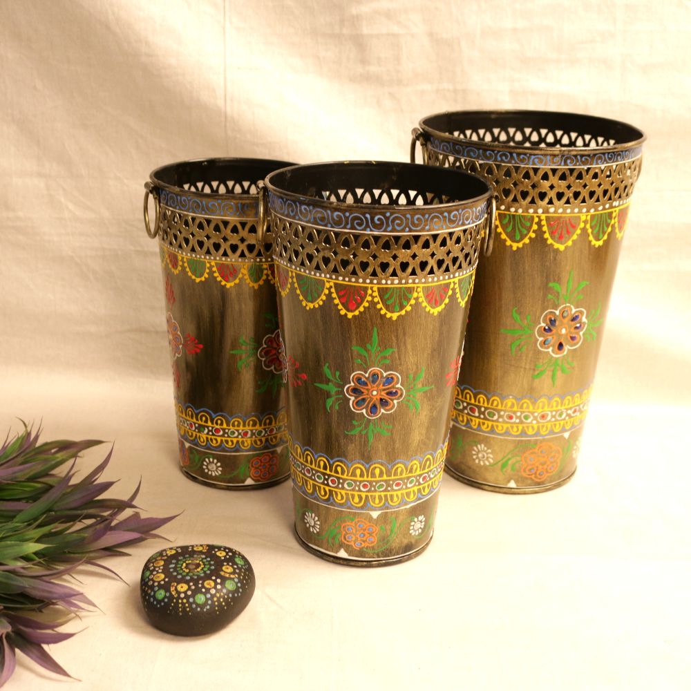 iron painted planter set of 3