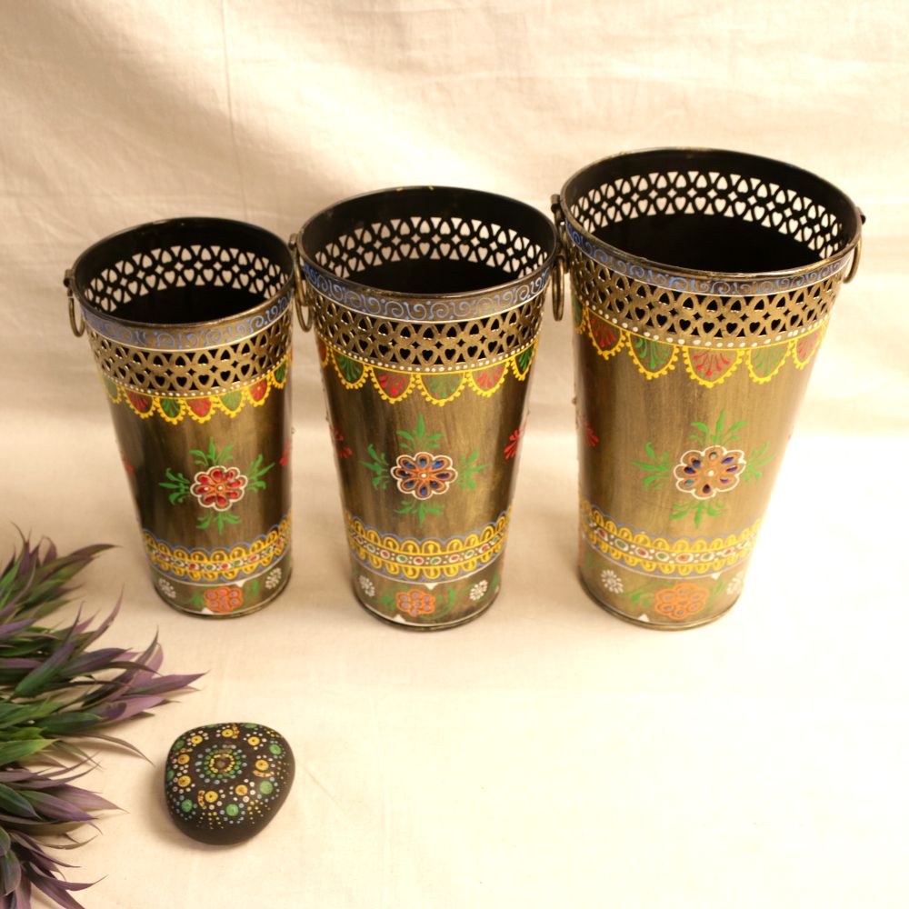 iron painted planter set of 3