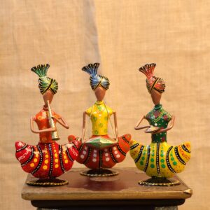 IRON PAINTED MUSICAL SITTING MAN MINI SET OF 3