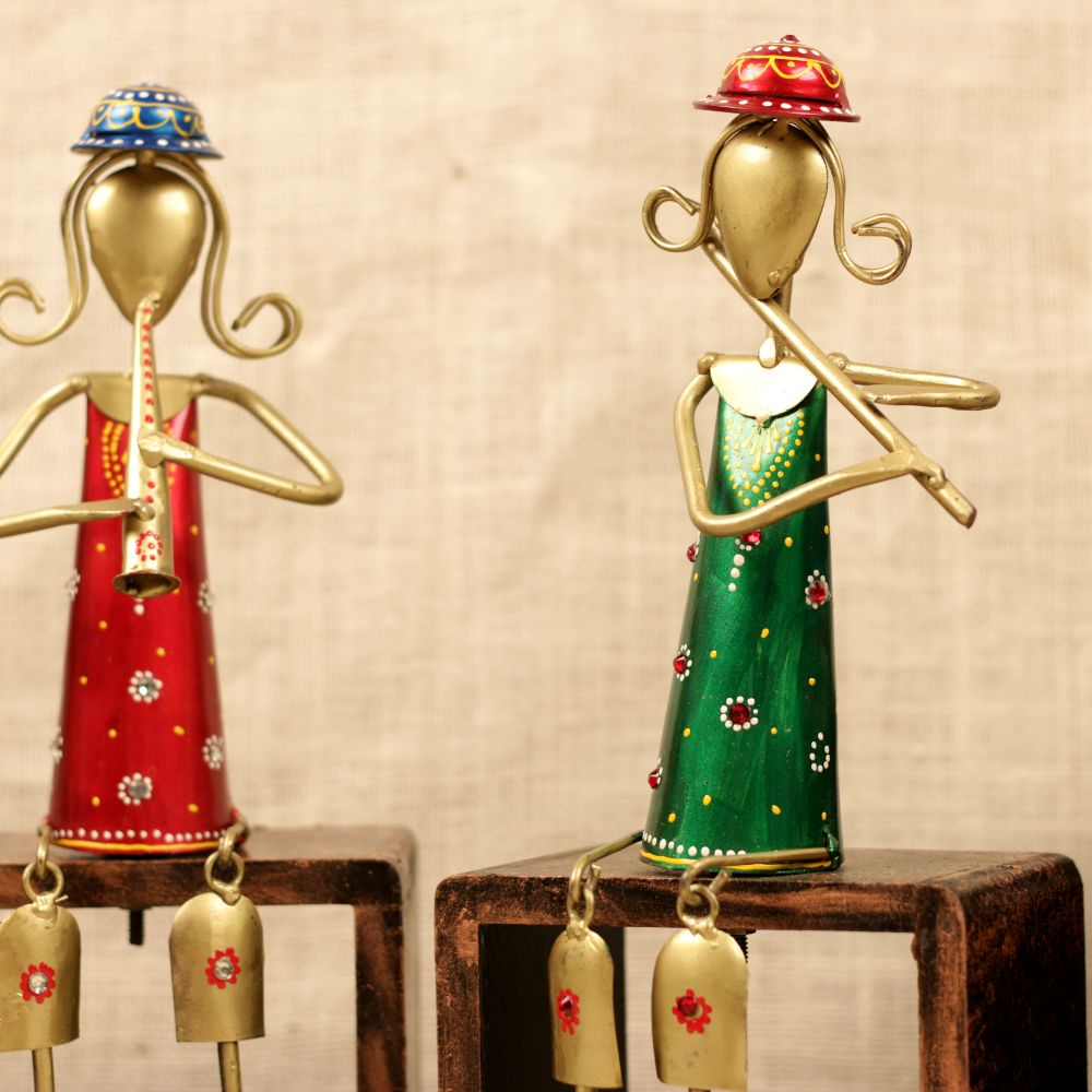 IRON PAINTED LADY MUSICAL W STAND (SET OF 3)
