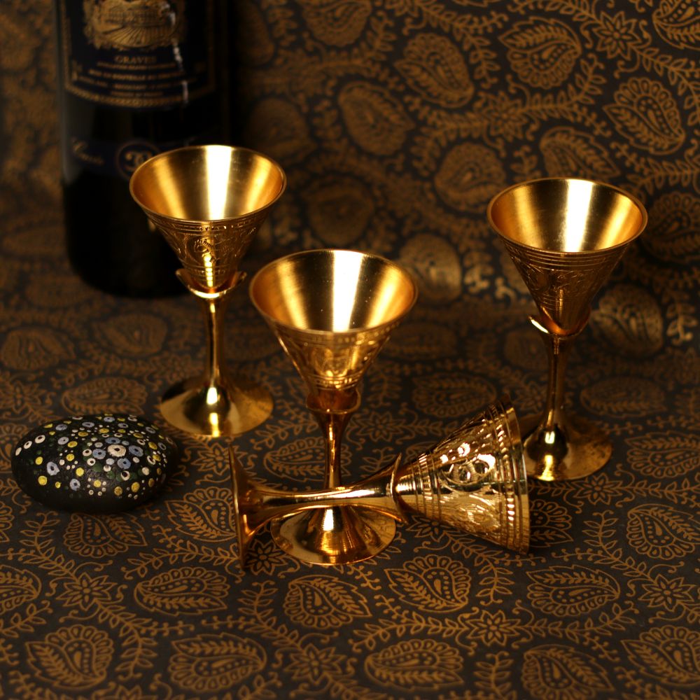 GOLDEN SMALL WINE GLASS S/4