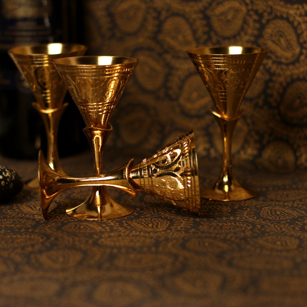 GOLDEN SMALL WINE GLASS S/4