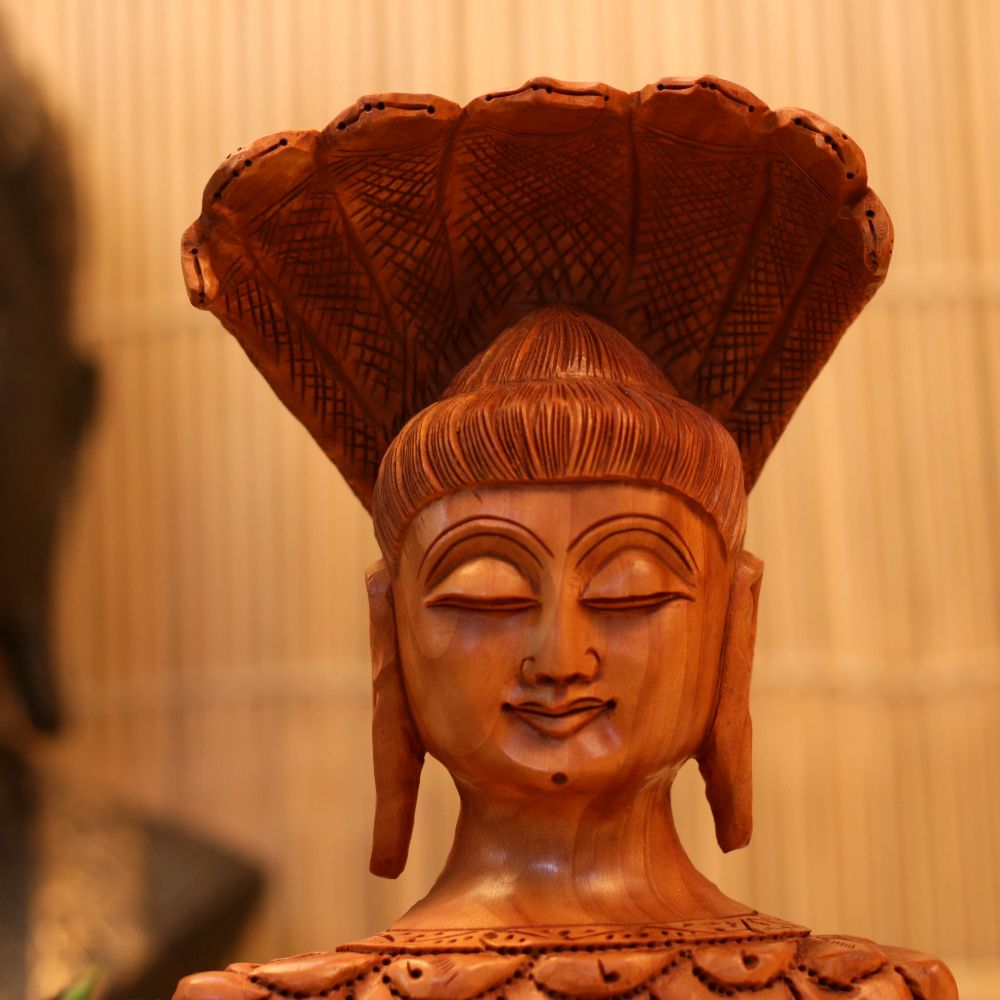 WOODEN HANDCRAFTED LORD SHIVA BUST 8"