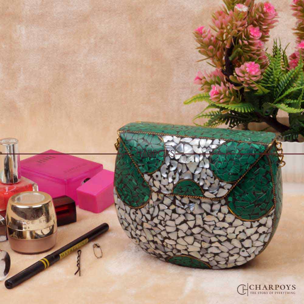 Stone and Mother of Pearl Studded Wedding Clutch