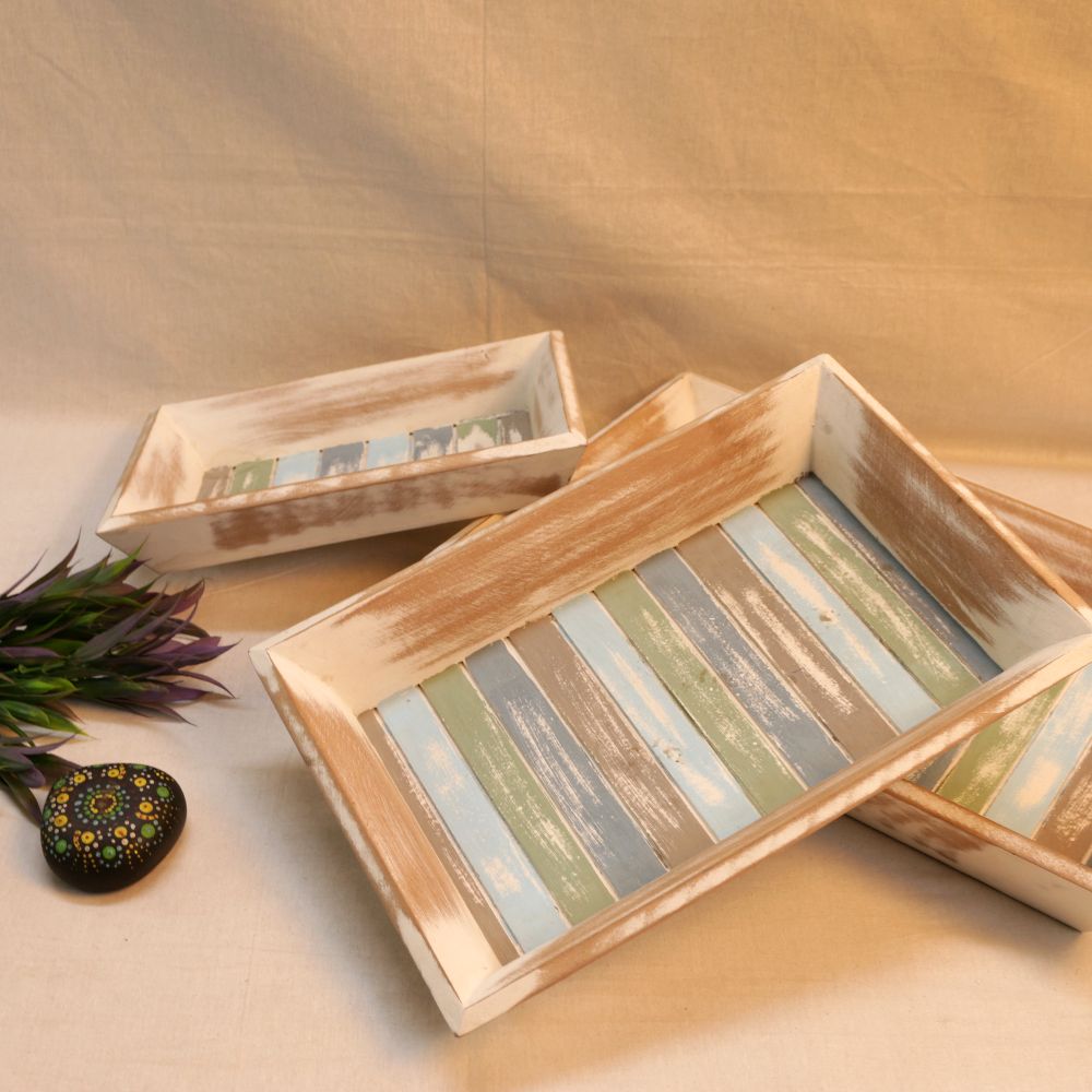 WOODEN TRAY SET OF 3