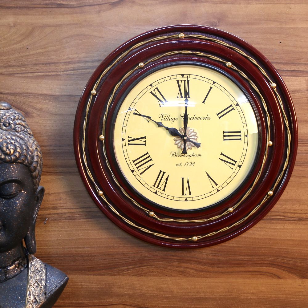 WOODEN WIRE METAL WALL WATCH 18X18