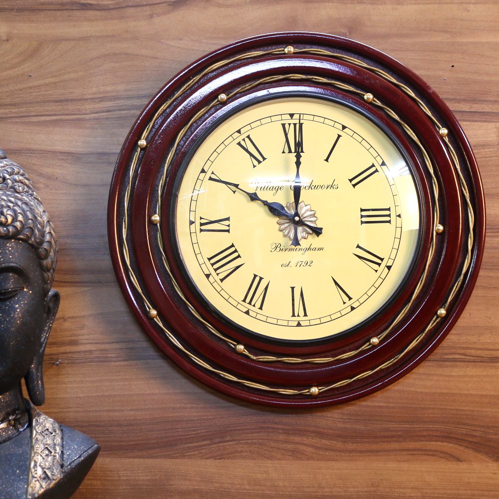 WOODEN WIRE METAL WALL WATCH 18X18