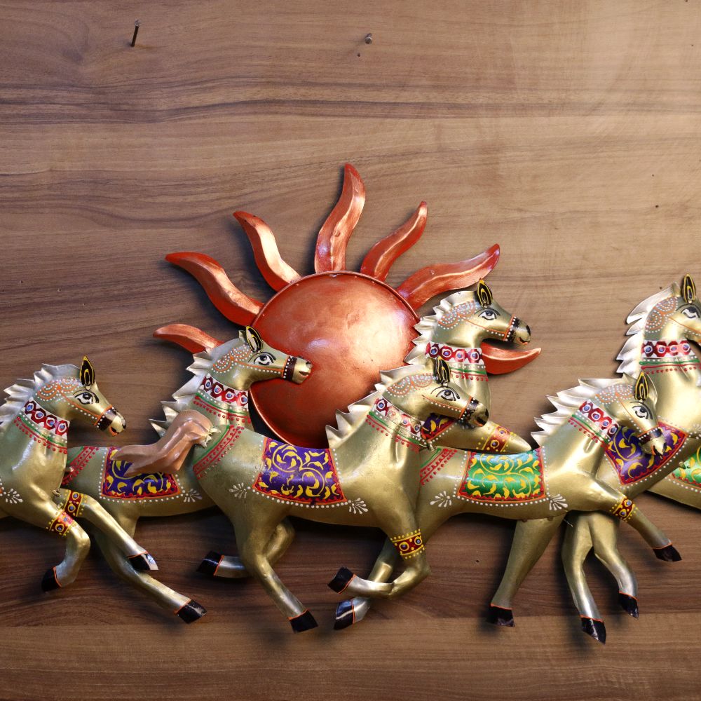 IRON WALL 7 HORSE WITH SUN