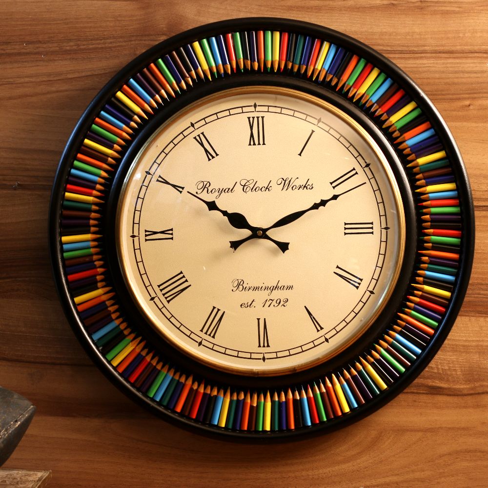 18'' ASSORTED PENCIL CLOCK