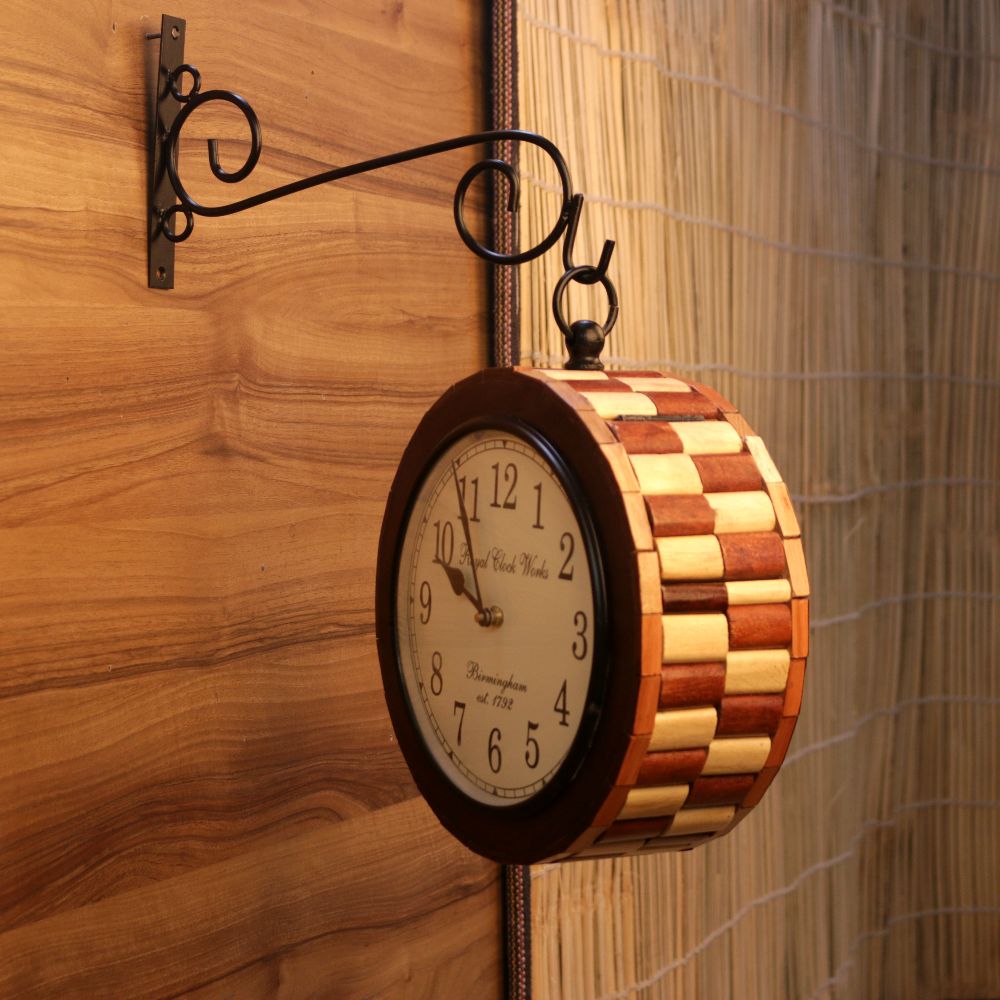 WOODEN RAILWAY CLOCK 10 INCH