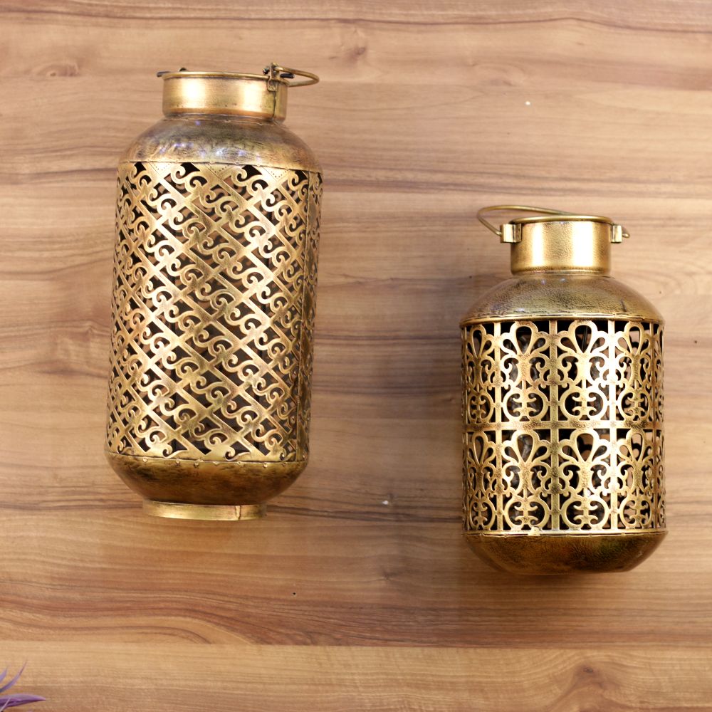 IRON PAINTED LANTERN S/2