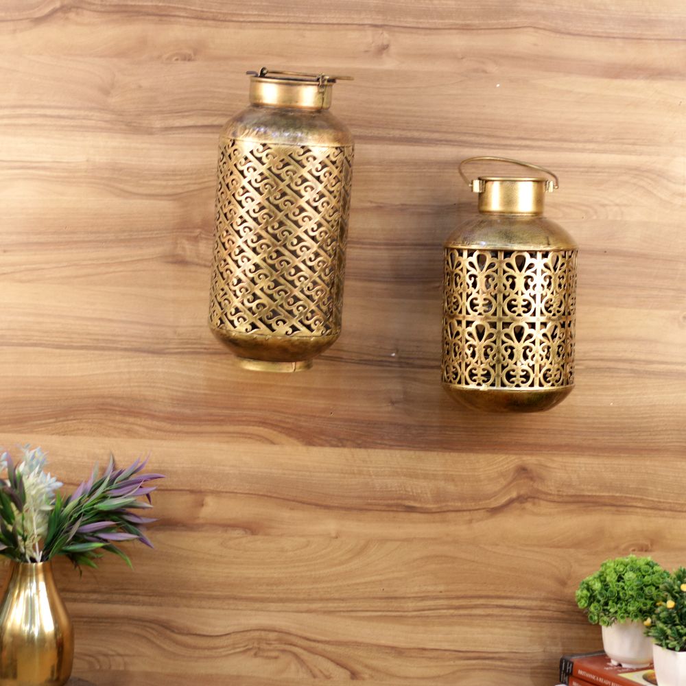 IRON PAINTED LANTERN S/2