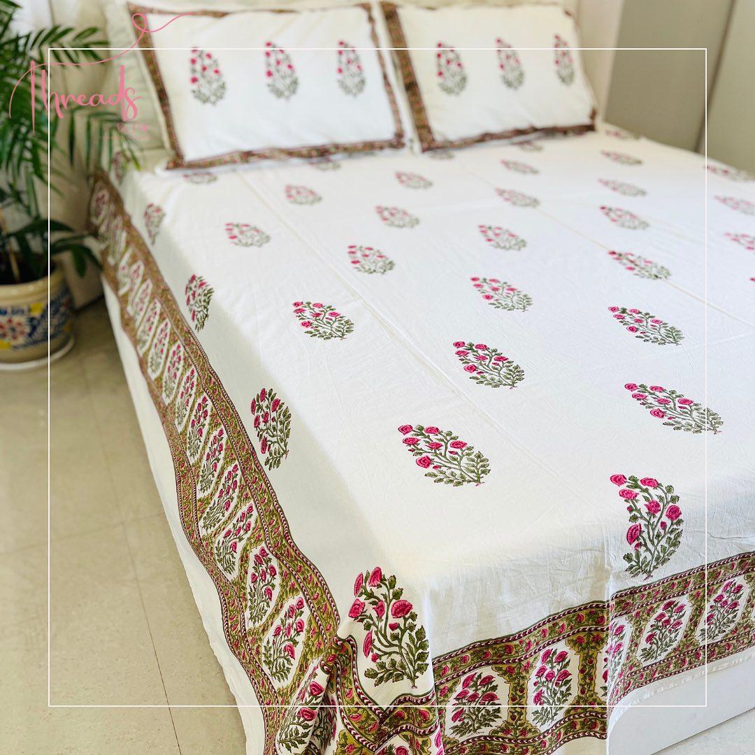 Hand Block Print Cotton Quilted Bed Covers