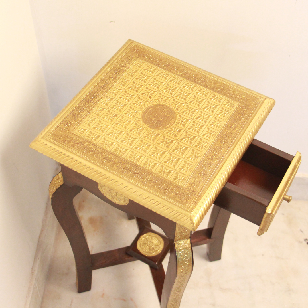 Brass Single Rack Stool 16X16X24