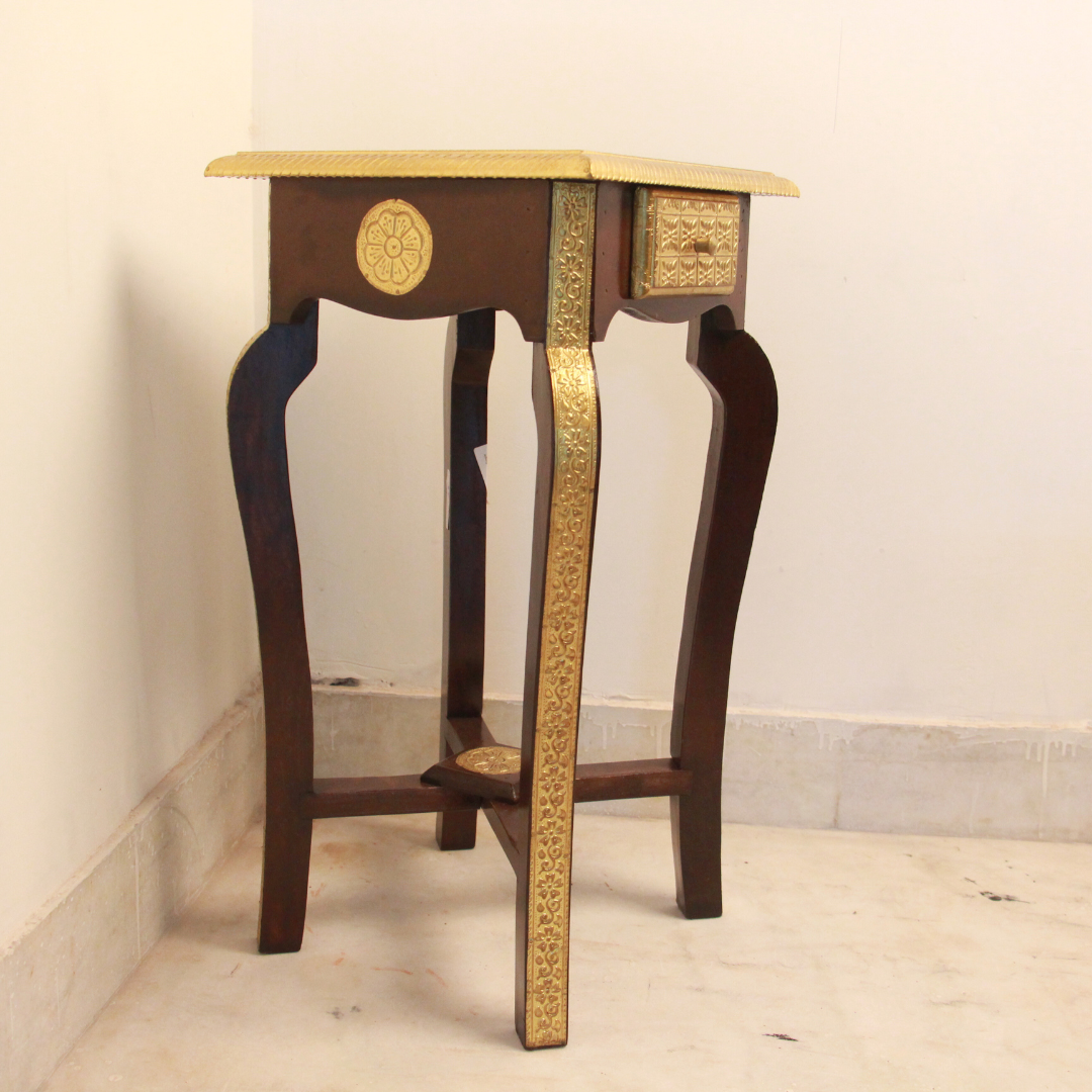 Brass Single Rack Stool 16X16X24