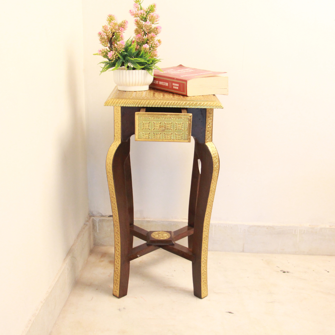 Brass Single Rack Stool 16X16X24